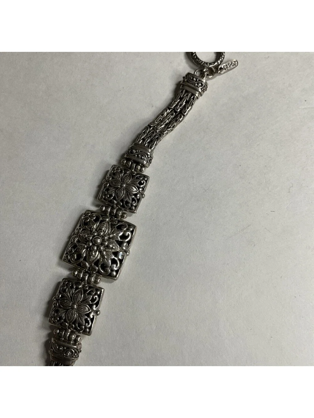 SARDA STERLING SILVER ADJUSTABLE CLASP BANGLE BRACELET